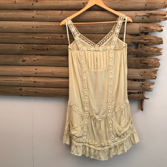 River Island peasant dress beaded lace reinstones boho cottage core size… - Picture 6 of 10